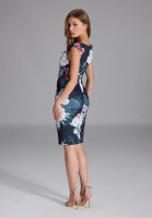 SWING Cocktailkleid aus bedrucktem Scuba navy / multi Blau 44