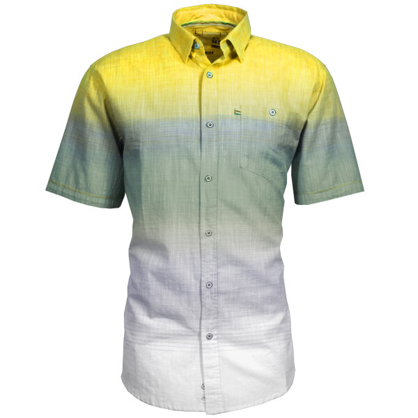 Mode Monte Carlo Hemd Halbarm verdeckter Button-Down Kragen Zitronengelb mit grün XL