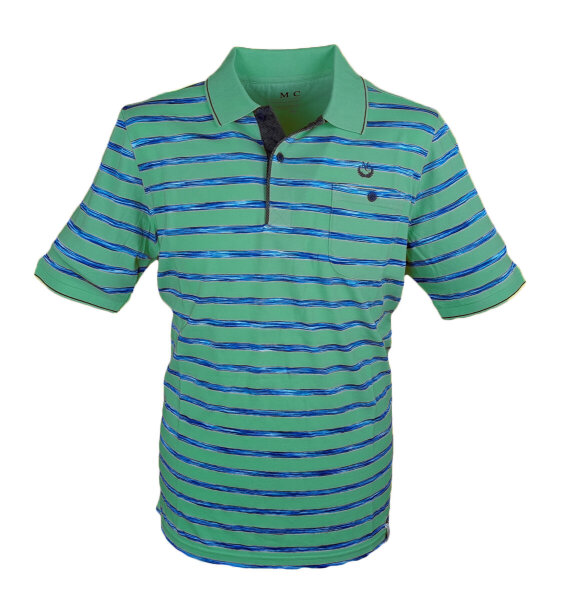 Mode Monte Carlo Polo-Shirt Knopf Strickkragen Salbeigrün L