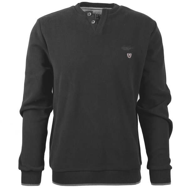 Mode Monte Carlo Sweat-Shirt Serafino Knopf Schiefergrau