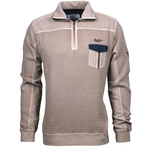 Mode Monte Carlo Sweat-Shirt Troyer Zip Beige