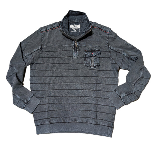 Mode Monte Carlo Sweat-Shirt Troyer Zip Jeansblau