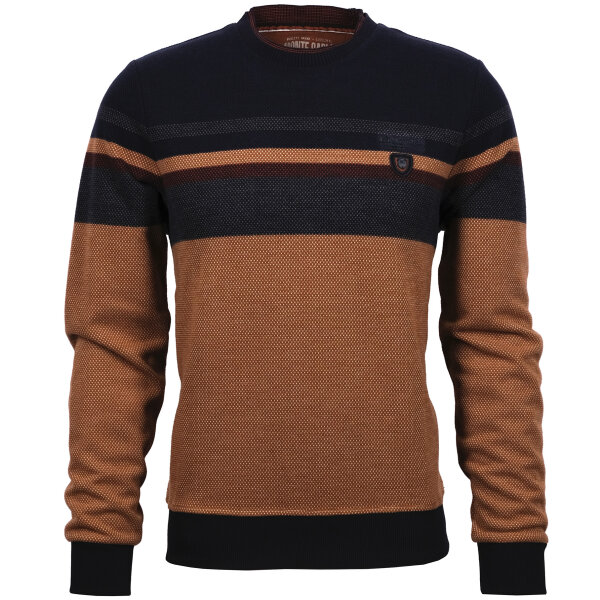 Mode Monte Carlo Sweat-Shirt Rundhals Camel mit navy