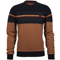 Mode Monte Carlo Sweat-Shirt Rundhals Camel mit navy