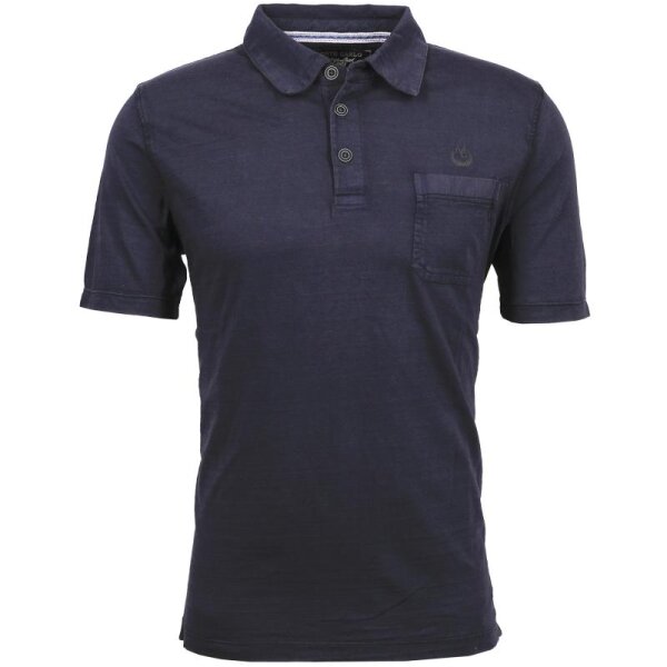 Mode Monte Carlo Polo-Shirt Knopf konfektionierter Kragen Jeansblau L