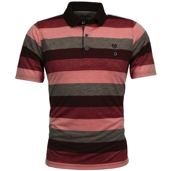 Mode Monte Carlo Polo-Shirt Knopf Strickkragen Tomatenrot mit Blau 3XL