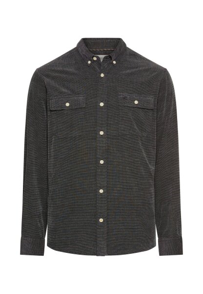 Camel Active Herren Langarmhemd mit aufgesetzten Taschen, grau