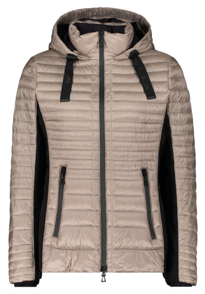 Gil Bret kurze Damen Windjacke gesteppt mit Kapuze, beige schwarz