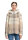 AMBER & JUNE Damen Wollstoff Jacke mit Kapuze, hellbeige braun kariert