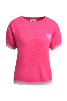 HeartKiss Pullover Short Sleeves With Contrast and Heart fuchsia pink print L/XL