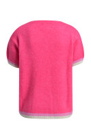 HeartKiss Pullover Short Sleeves With Contrast and Heart fuchsia pink print L/XL