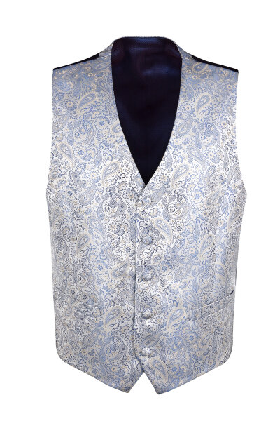 DIGEL Fest/Hochzeit Weste "Lambert" Paisleymuster in Hellblau Weiß 52