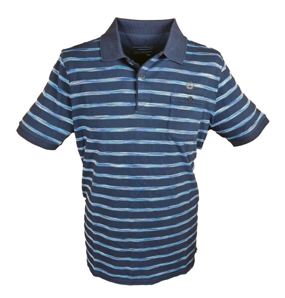 Mode Monte Carlo Polo-Shirt Knopf Strickkragen Jeansblau M