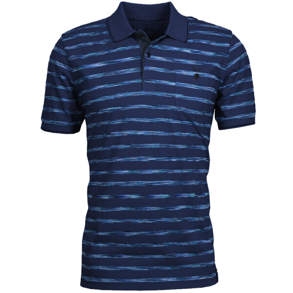 Mode Monte Carlo Polo-Shirt Knopf Strickkragen Jeansblau XL