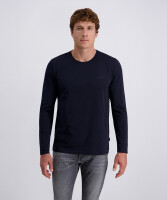 PIERRE CARDIN Herren Langarm-Shirt Rundhals salute dunkelblau