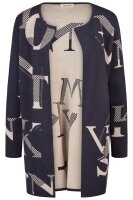 Barbara Lebek Damen Strickjacke navy blau gemustert