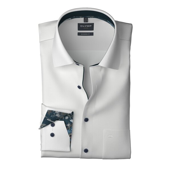 OLYMP Luxor modern fit langarm Hemd, feine Webstruktur weiß 40