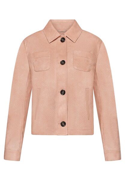 AMBER & JUNE Damen Kunstleder-Jacke mit Kragen, misty rosé