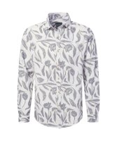 PIERRE CARDIN Herren Langarm-Hemd, Blue Heaven gemustert