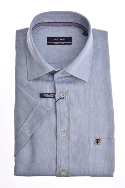 HATICO Herren kurarm Hemd, uni hellblau 4XL