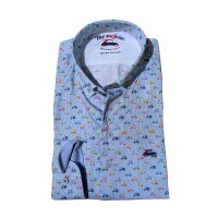 SURFCAR Herren Langarm Hemd mit Vesparoller-Print, hellblau