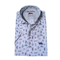 SURFCAR Herren Kurzarm Hemd mit Bulli Camper-Print,...