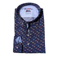 SURFCAR Herren Langarm Hemd mit Vesparoller-Print, blau XL