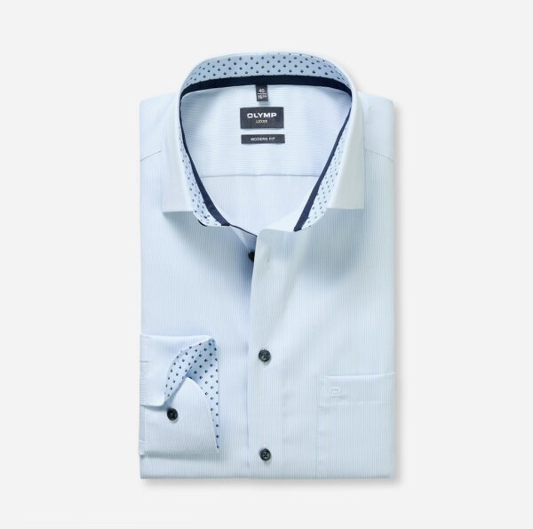 OLYMP Luxor modern fit langarm Hemd Streifen bleu