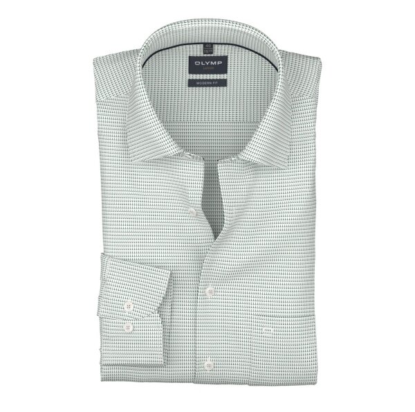 OLYMP Luxor modern fit langarm Hemd Faux Uni grün