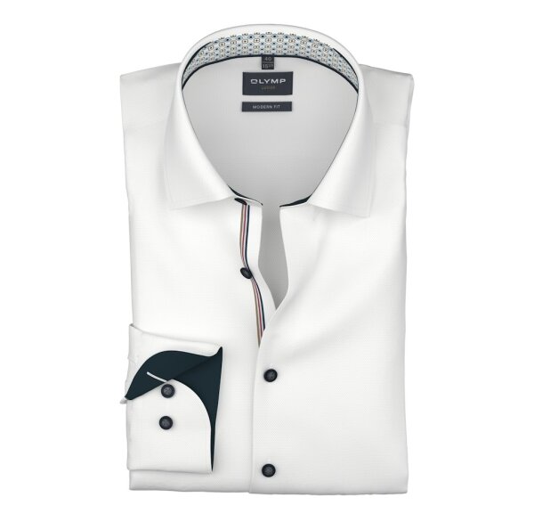 OLYMP Luxor modern fit langarm Hemd Faux Uni weiß