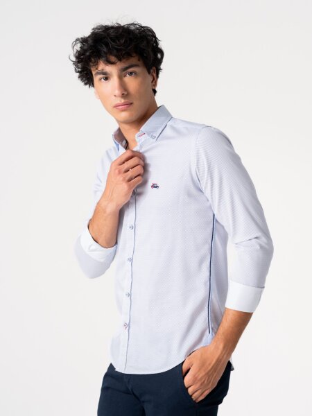 SURFCAR Herren Langarm Hemd weiß mit minimal Print 3XL