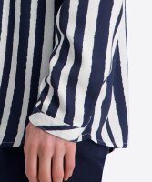 TIMEZONE Damen Langarm Henley Bluse, total eclipse Blau stripe