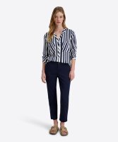 TIMEZONE Damen Langarm Henley Bluse, total eclipse Blau stripe