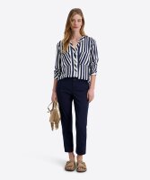 TIMEZONE Damen Langarm Henley Bluse, total eclipse Blau stripe