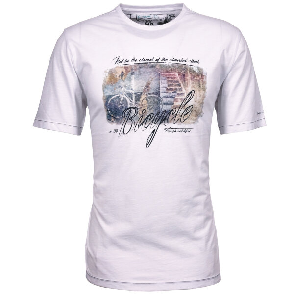 Mode Monte Carlo Herren T-Shirt mit Fahrrad Print, weiß