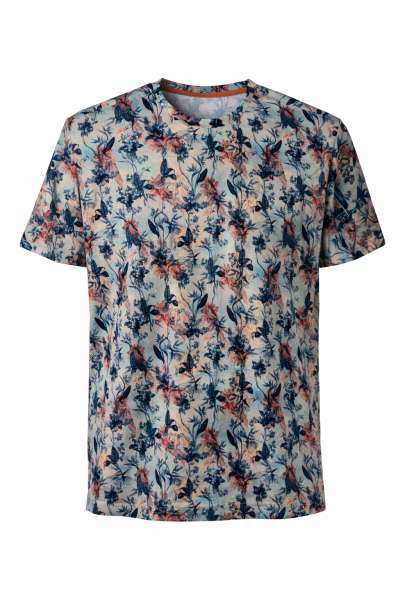 Mode Monte Carlo Herren T-Shirt Blütenprint, Salbeigrün