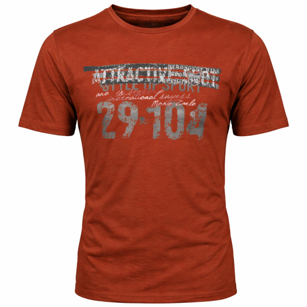 Mode Monte Carlo Herren T-Shirt mit Druck, patch und Stickerei, Rost rot