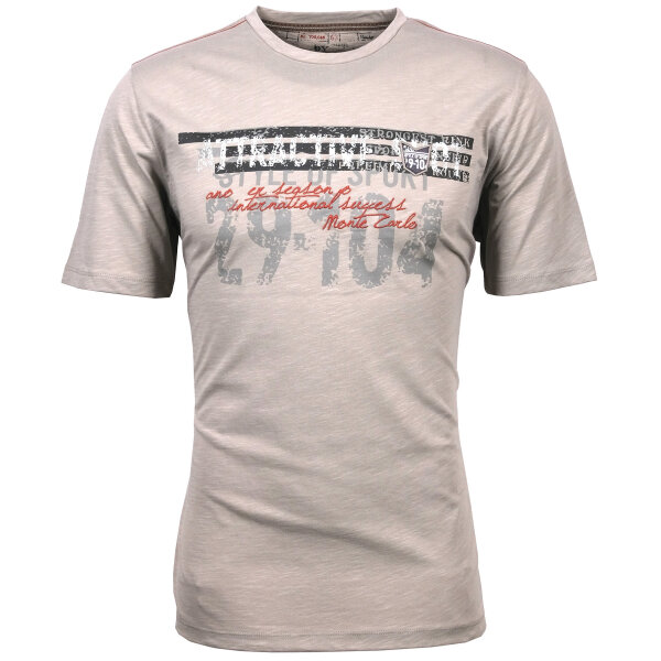 Mode Monte Carlo Herren T-Shirt mit Druck, patch und Stickerei, Beigegrau