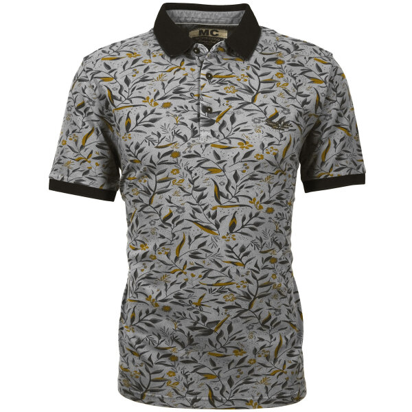Mode Monte Carlo Herren Piqué Polo-Shirt mit Knopf & Strickkragen, Silbergrau