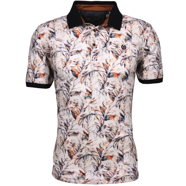 Mode Monte Carlo Herren Piqué Polo-Shirt mit Knopf & Strickkragen, weiß