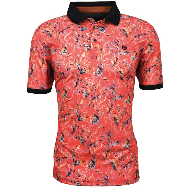 Mode Monte Carlo Herren Piqué Polo-Shirt mit Knopf & Strickkragen, rot