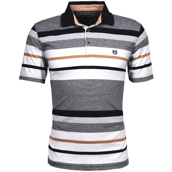 Mode Monte Carlo Polo-Shirt Knopf Strickkragen, Marine mit braun