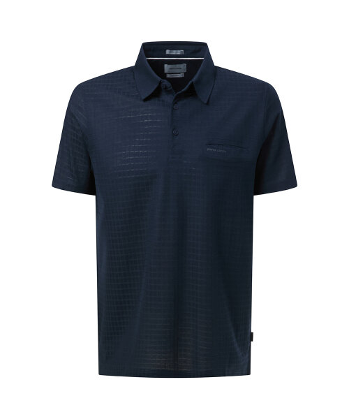 PIERRE CARDIN Herren Kurzarm Polo Shirt, Streifen salute dunkelblau