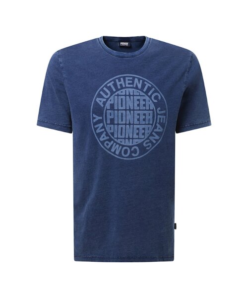 PIONEER Herren T-Shirt, indigo blau mit Print