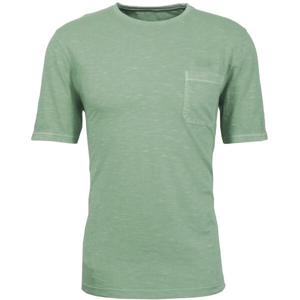 Mode Monte Carlo Herren T-Shirt mit Brusttasche, Rundhals Salbeigrün