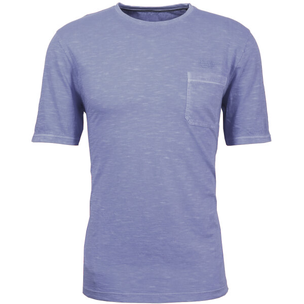 Mode Monte Carlo Herren T-Shirt mit Brusttasche, Rundhals Jeansblau