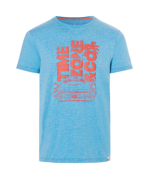 TIMEZONE Herren Kurzarm Print T-Shirt, blue melange