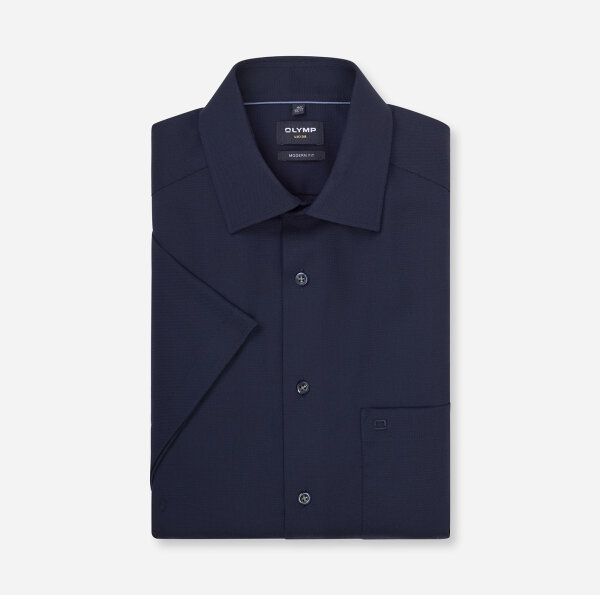 OLYMP Luxor modern fit. Kurzarm Hemd marine blau