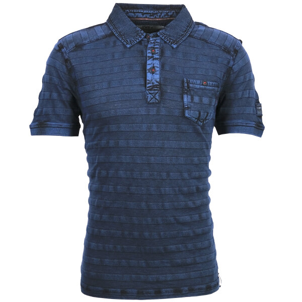 Mode Monte Carlo Polo-Shirt Knopf Strickkragen Jeansblau