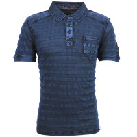 Mode Monte Carlo Polo-Shirt Knopf Strickkragen Jeansblau